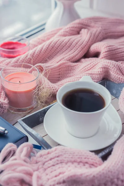 Taza Café Taza Blanca Mesa — Foto de Stock