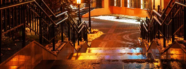 Bellissimo Paesaggio Invernale Panorama Del Centro Storico Architettura Molo Con — Foto Stock