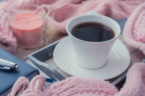 Taza Café Taza Blanca Mesa — Foto de Stock