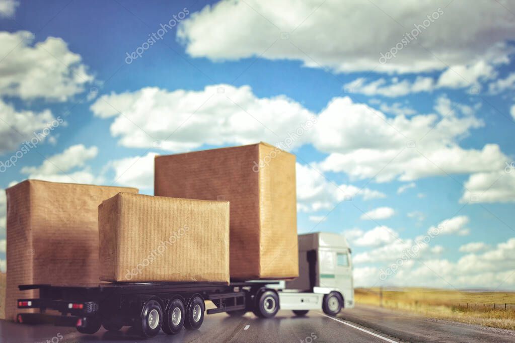 loading and unloading operations container box loading onto a truck when importing and exporting logistics, freight, delivery, sales