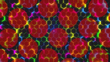 Çok renkli bir kafes yapısına karşı büyük kırmızı topları güzel bir form 