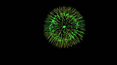 Gece gökyüzünde havai fişek büyük yeşil top