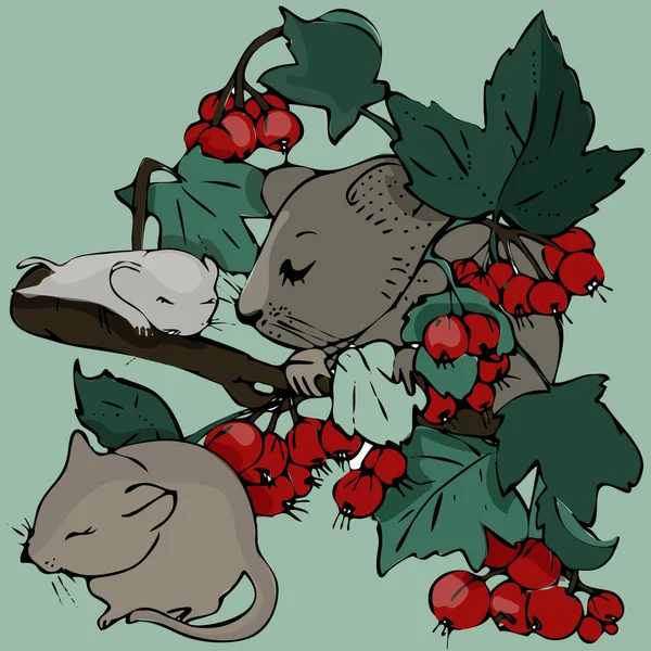 Un petit rat de dessin animé. L'animal du zodiaque chinois. Illustration vectorielle dessinée main . — Image vectorielle