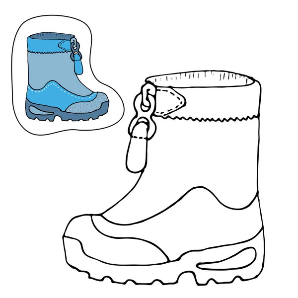 Livre Coloriage Pour Enfants Collection Chaussures Dessin Animé Bottes Randonnée — Image vectorielle