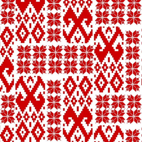 白い背景に赤のパターン ベラルーシの旗の装飾の要素 — ストックベクタ