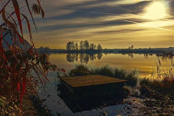 winter reflection on landscape lake