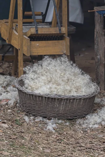 Processing Wool Carding — Stock Photo, Image