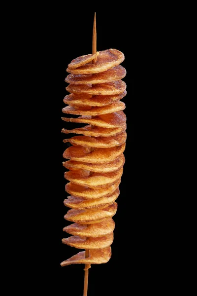 Σπείρα Τηγανιτές Πατάτες Μαύρο Εικόνα Αρχείου
