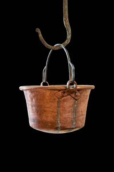 Old Hanging Cauldron Black — Stock Photo, Image