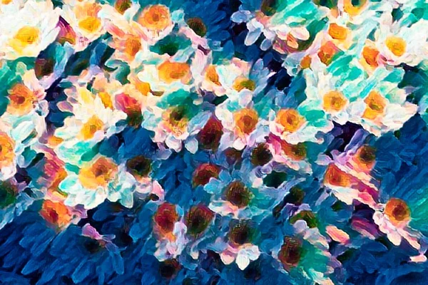 春に咲く抽象的なヒナギク ストック画像