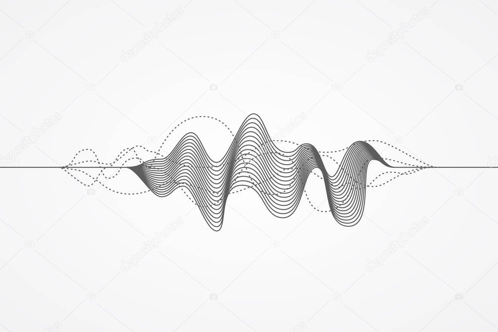 Music radio sound wave. Sign of audio digital record, vibration, pulse and music soundtrack. Vector illustration. Flat design.
