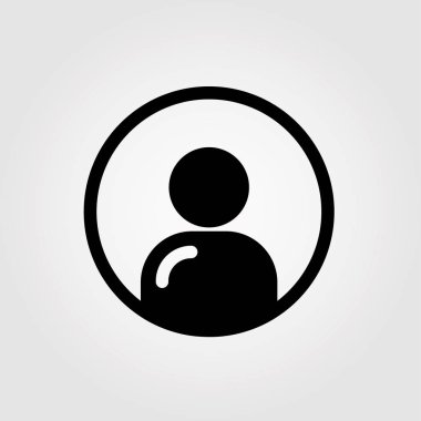 Düz Kullanıcı simgesi Web sitesinde. Hiçbir yüz avatar. Siyah erkek profil iz yok. Daire içinde adam sembolü. Vektör, illüstrasyon.