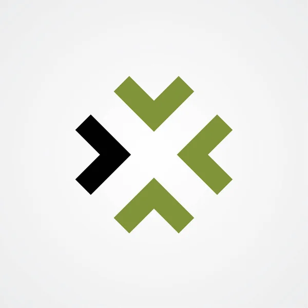 Logo Four Arrows Directed One Point Simbol Target Idea Comunication — Stock Vector