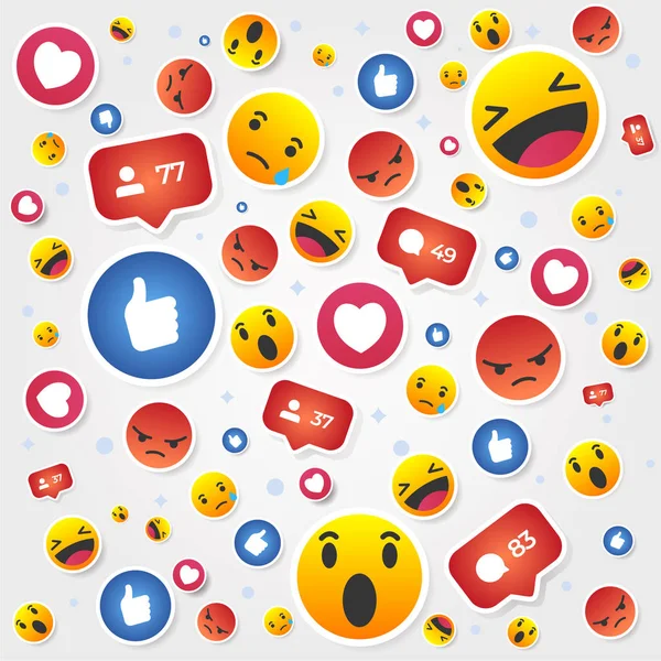 Emoji Pattern Funny Emotions Composition Faces Social Media Wallpaper Hate — Stock Vector