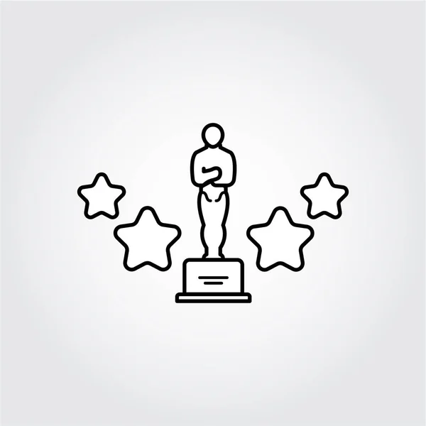 Oscar Ikone Oscar Statuette Mit Sternen Zeichen Des Erfolgs Sieger — Stockvektor