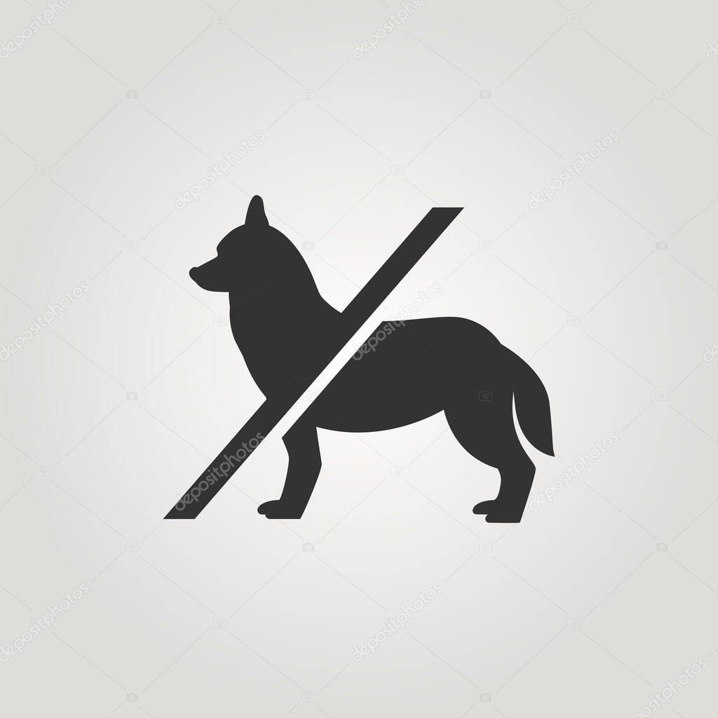 No Dogs sign. Dog not allowed icon. No pets badge. Keep your animal outside. Unique design business logo.