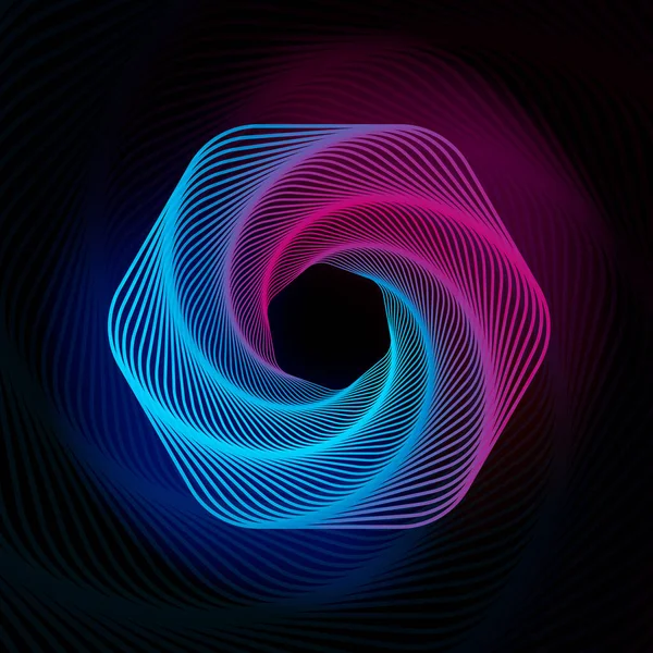 Spiral Hexagon Radial Sounwave Geometric Pattern Swirl Lines Waves Banner — Stock Vector