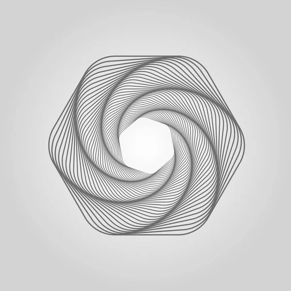 Arte Linha Hexágono Ondas Espiral Onda Sonora Circular Espirograma Túnel —  Vetores de Stock