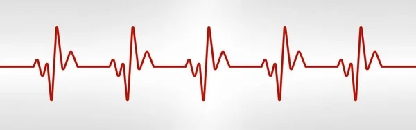 Hjärtklappning. Röd, hälsosam puls. Elektrokardiogram eller EKG-kurva. Mänsklig hjärtrytm. Vibrationsdiagram. Livstecken. Kardiogram vågform. Vektorillustration — Stock vektor