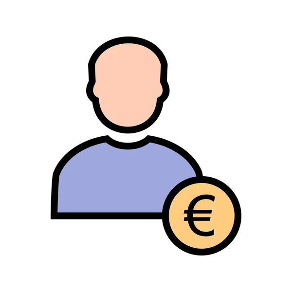 Euro Con Hombre Icono Del Vector Icono Del Signo Ilustración — Vector de stock