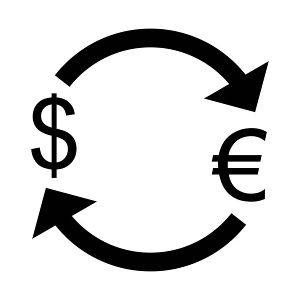 Scambio Euro Con Dollaro Icona Vettoriale Segno Icona Vettoriale Illustrazione — Vettoriale Stock