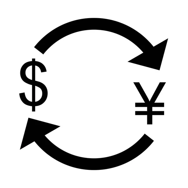 Scambio Yen Con Dollaro Icona Vettoriale Segno Icona Illustrazione Vettoriale — Vettoriale Stock