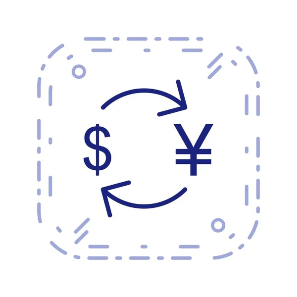 Scambio Yen Con Dollaro Icona Vettoriale Segno Icona Illustrazione Vettoriale — Vettoriale Stock