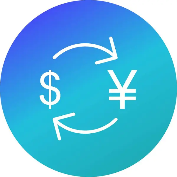 Exchange Yen Met Dollar Vector Icon Teken Pictogram Vector Illustratie — Stockvector