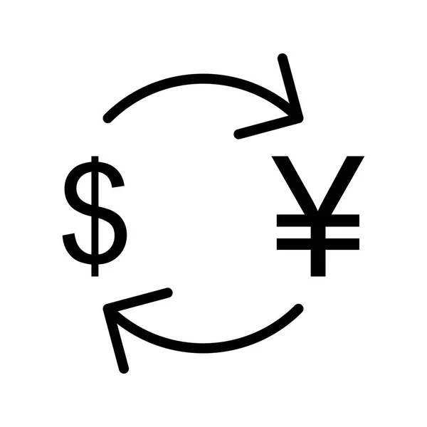 Wymiany Jenów Dolar Wektor Ikona Znak Ikona Wektor Ilustracja Dla — Wektor stockowy