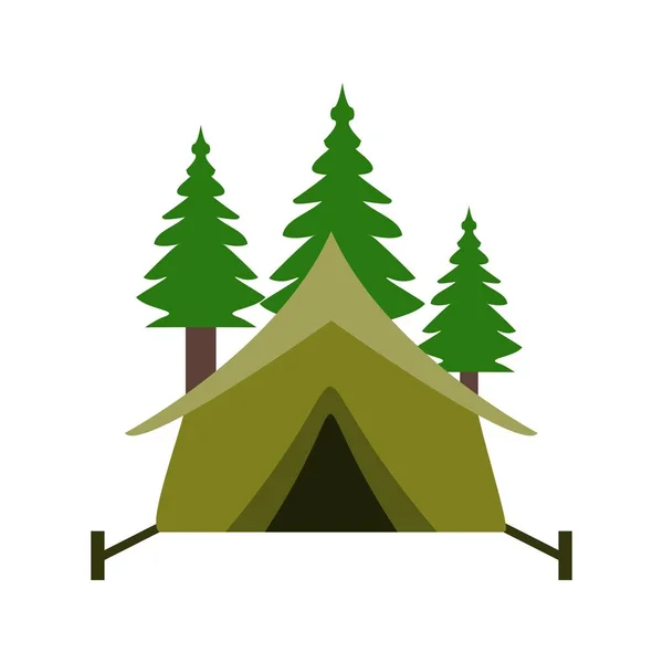 Палатка Векторной Иконкой Деревьев Знаковая Векторная Иллюстрация Личного Коммерческого Использования — стоковый вектор