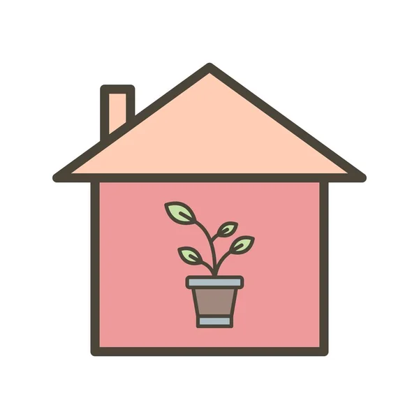 Plant Huis Vector Icon Teken Icon Vectorillustratie Voor Persoonlijk Commercieel — Stockvector