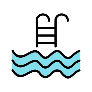 Yüzme Havuzu işareti simge vektör çizim kişisel ve ticari kullanım için..