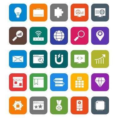 SEO optimizasyonu ve pazarlama Vector Icons Set