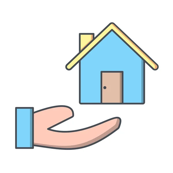 Haus Auf Hand Vektor Icon Zeichen Icon Vektor Illustration Für — Stockvektor