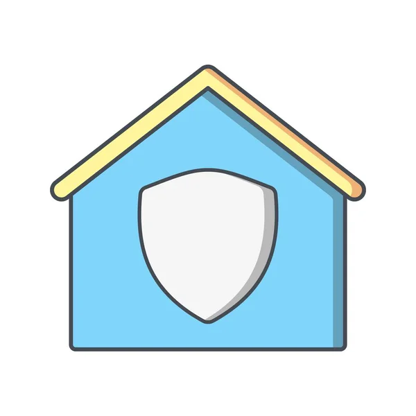 Beschermd Huis Vector Icon Signaal Pictogram Vectorillustratie Voor Persoonlijk Commercieel — Stockvector