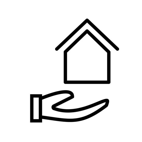 房子在手向量图标标志图标矢量插图用于个人和商业用途 — 图库矢量图片