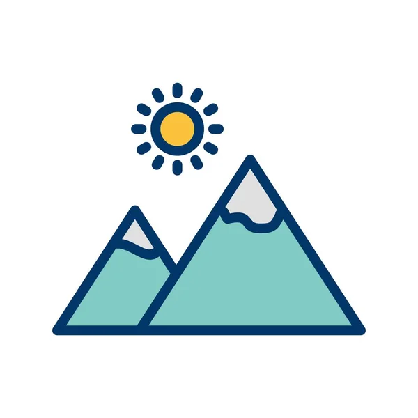 Montaña Con Sol Vector Iconsign Icono Vector Ilustración Para Uso — Vector de stock