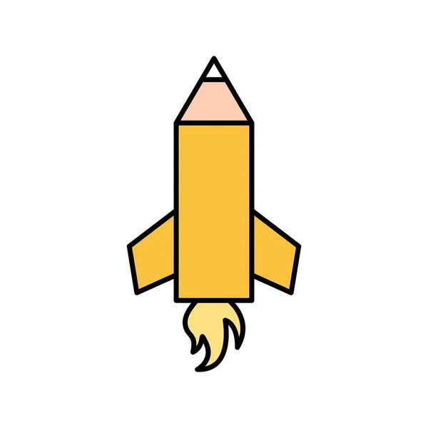 Bleistift Rakete Vektor Symbol Zeichen Symbol Vektor Illustration Für Den — Stockvektor