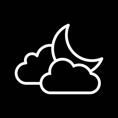 İllüstrasyon Bulut ve Ay Simgesi