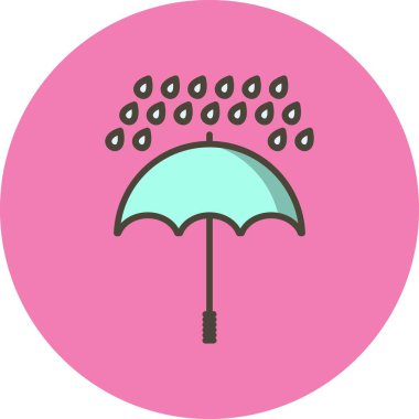 İllüstrasyon Şemsiye ve Yağmur Simgesi