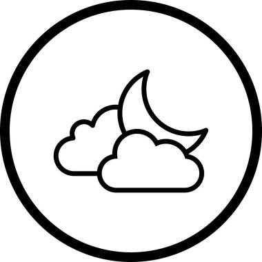 İllüstrasyon Bulut ve Ay Simgesi