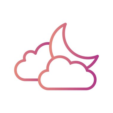 İllüstrasyon Bulut ve Ay Simgesi