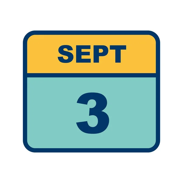 3 de septiembre Fecha en un calendario de un solo día — Foto de Stock