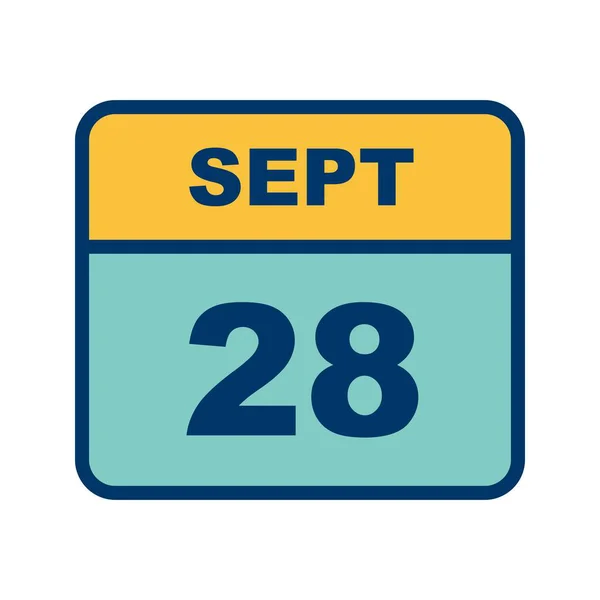 28 septembre Date sur un calendrier d'un seul jour — Photo