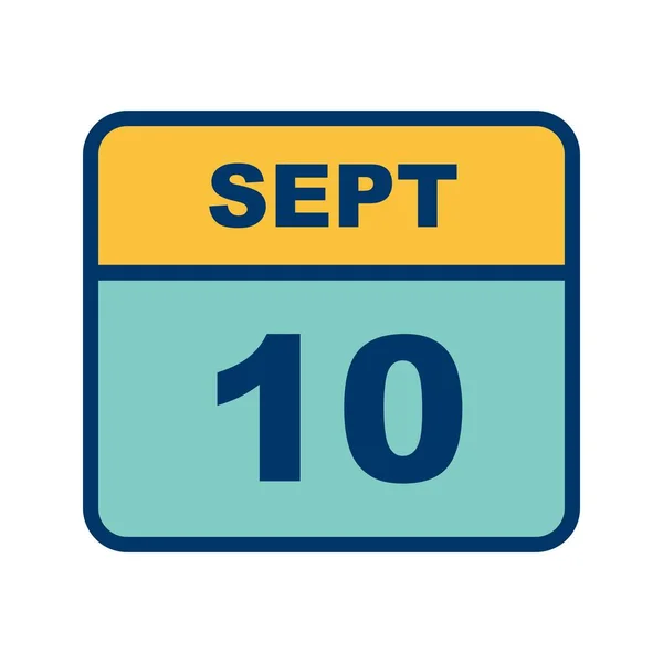 10. September Datum an einem einzigen Tag Kalender — Stockfoto