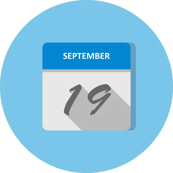 19 settembre Data in un unico giorno Calendario — Foto Stock