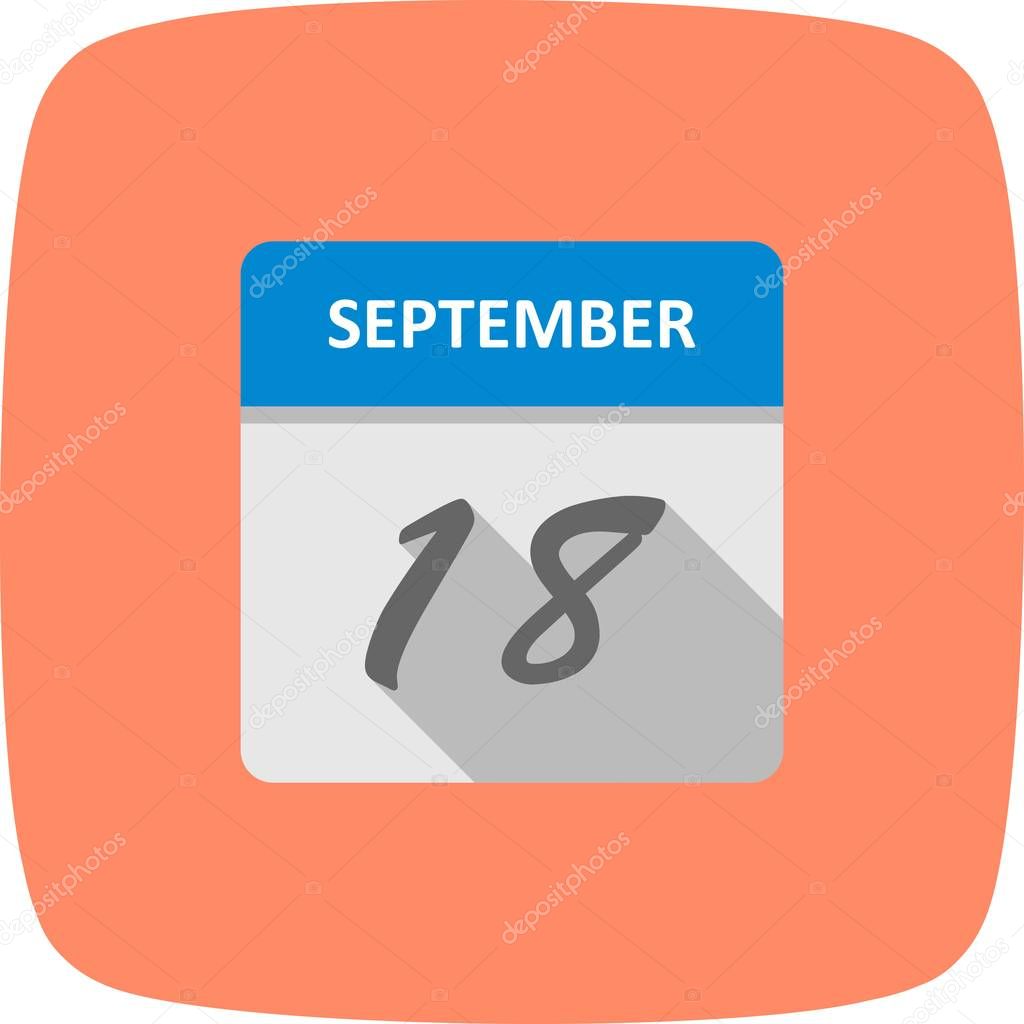 September 18th Date on a Single Day Calendar