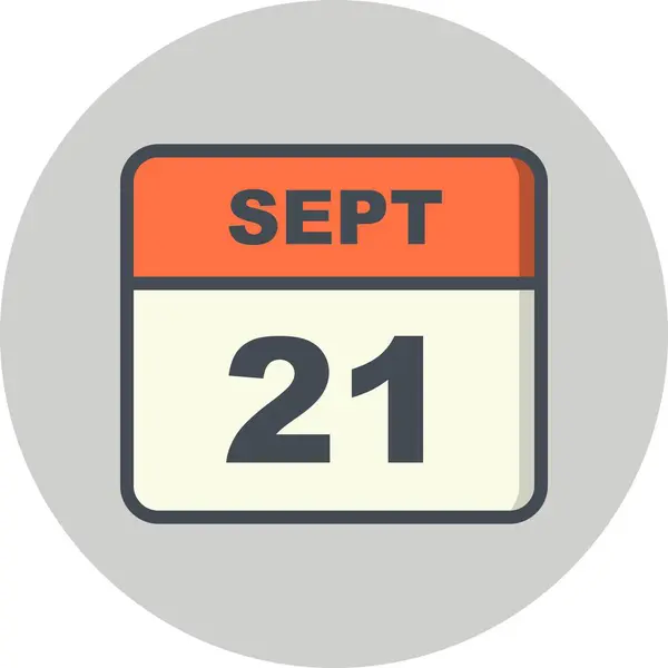 21 settembre Data in un unico giorno Calendario — Foto Stock
