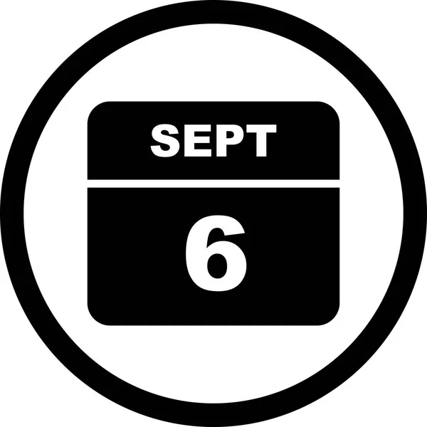 6ο Σεπτεμβρίου ημερομηνία σε ημερολόγιο μίας ημέρας — Φωτογραφία Αρχείου