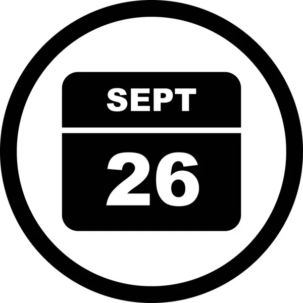 26 de septiembre Fecha en un calendario de un solo día — Foto de Stock